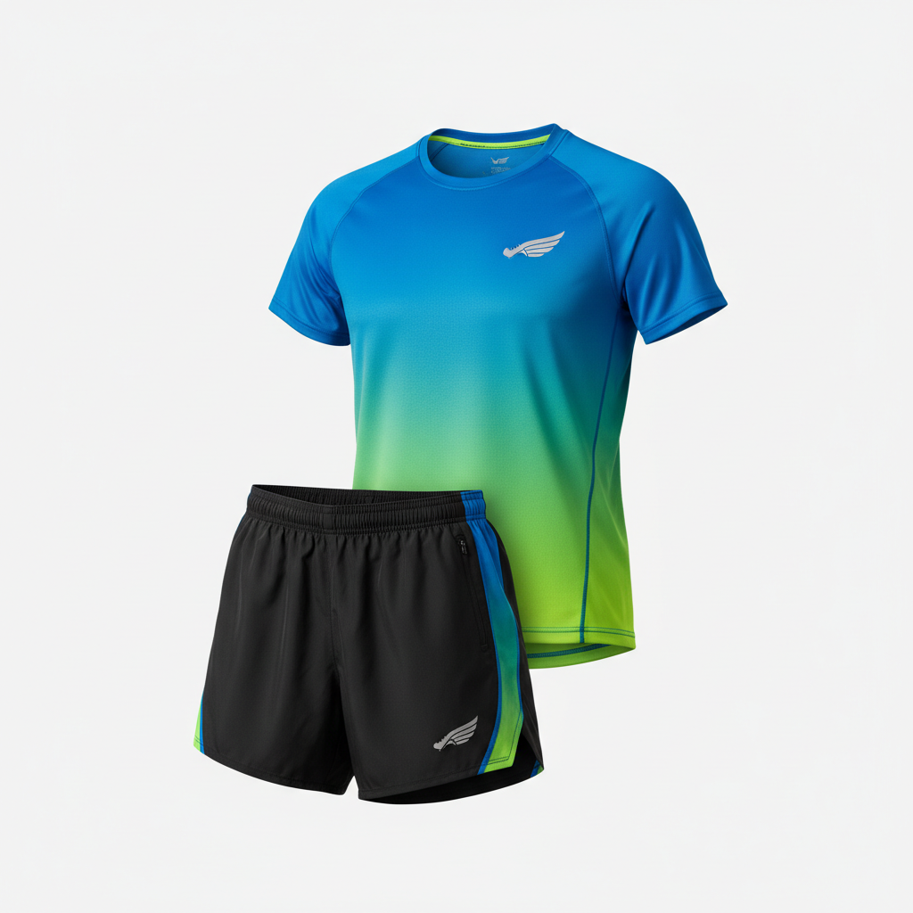 Lightweight moisture-wicking running shorts and top set