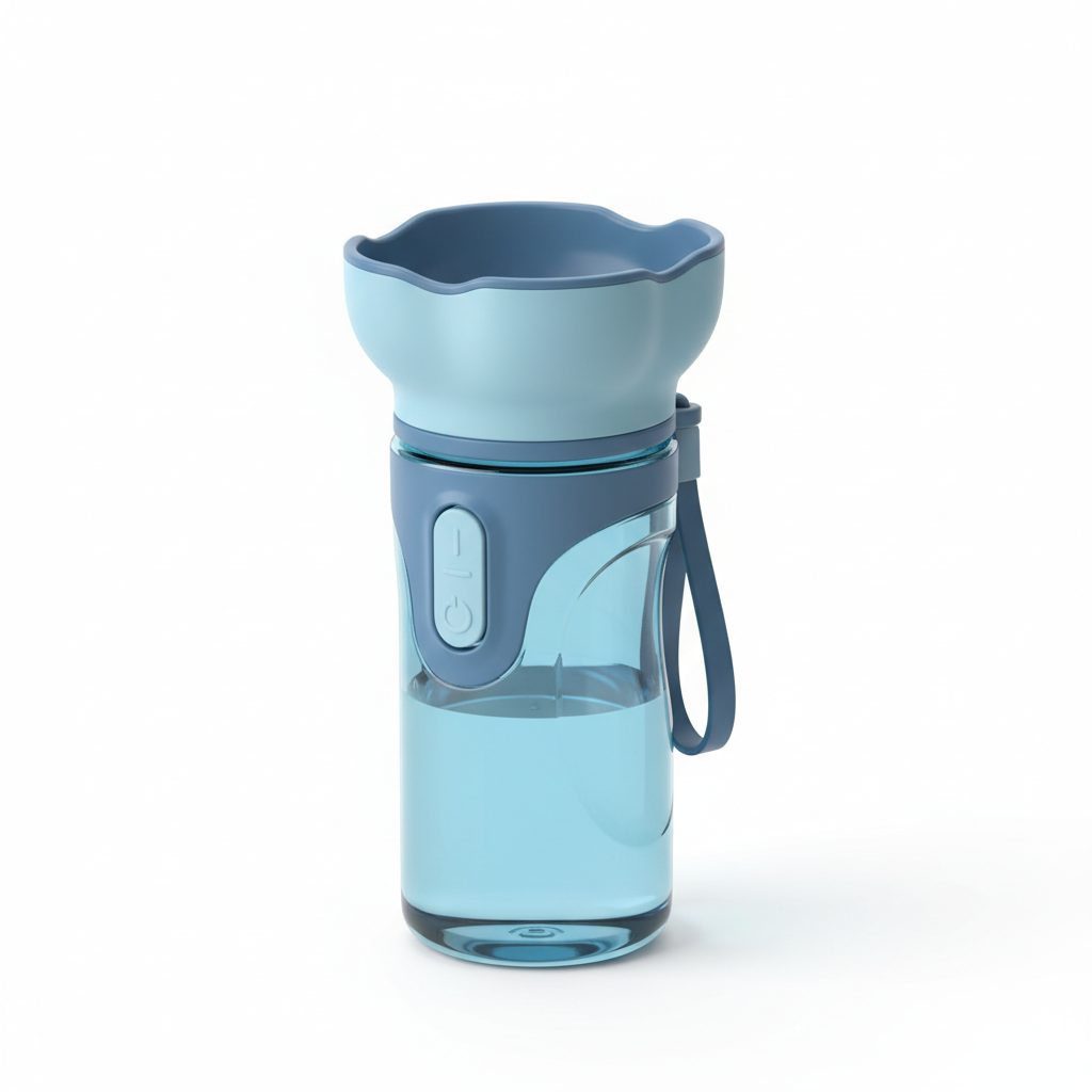 Portable dog water bottle with built-in drinking bowl