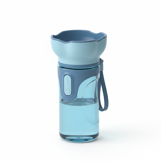 Portable dog water bottle with built-in drinking bowl